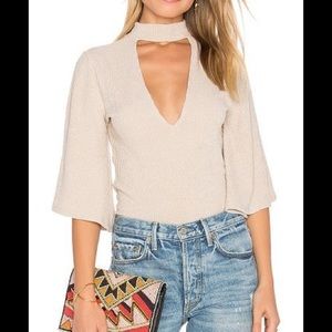 MINKPINK Rib Flare Sleeve Reversible Top Black - M